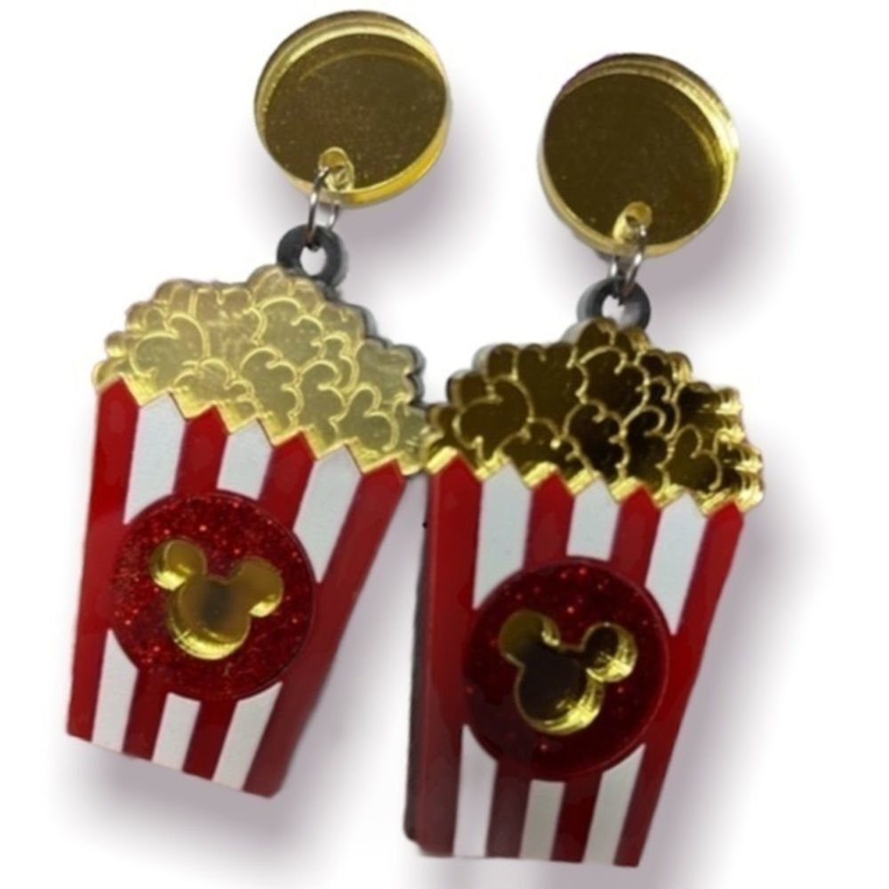 Mickey popcorn bucket acrylic dangle earrings - Picture 8 of 9